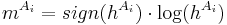 m^{A_i}=sign(h^{A_i}) \cdot \log(h^{A_i})